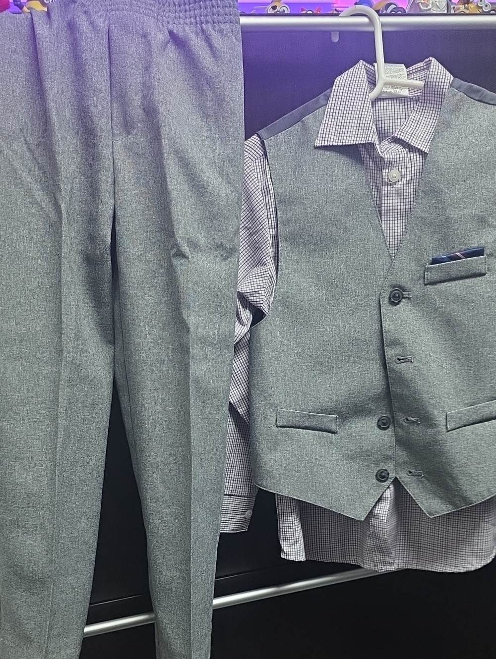 Vineyard Vines Gray Boys' Dress Vest, Pants & Check Shirt
